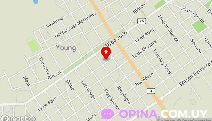 mapa de Escribanía e Inmobiliaria Zinoveev Agentes inmobiliarios, Notaría en Young