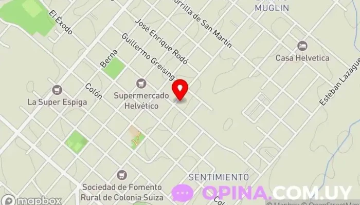 mapa de Escuela del Hogar Hulda Wohlwend de Parrilla Escuela en Nueva Helvecia