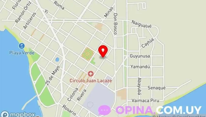 mapa de Escuela Industrial San Juan Bosco escuela comunitaria en Juan L. Lacaze