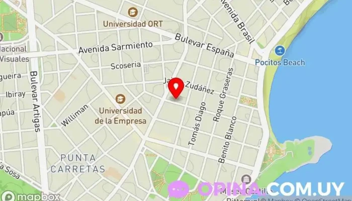 mapa de FisioPilates Centro de pilates, Masajista, Nutricionista, Clínica de fisioterapia en Montevideo