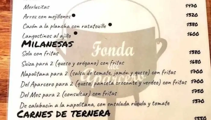 Fonda Del Aparcero:  Menu - Restaurante