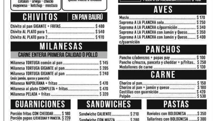 Fono Milas Menu - Parrilla