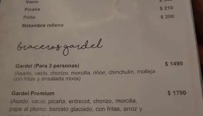 Gardel Restaurante E Parrillada:  Menu - Restaurante