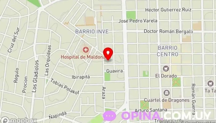 mapa de Gimnasio Kinetao Gimnasio, Escuela de artes marciales, Fisioterapeuta en Maldonado