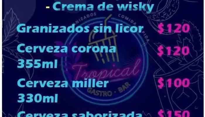 Granizadostropicaluy Menu