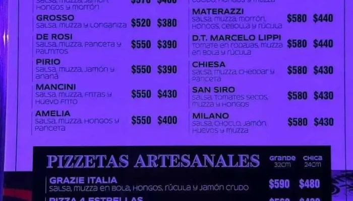 Grazie Italia:  Menu