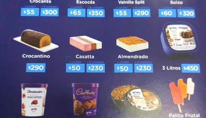 Grido:  Menu - Heladería