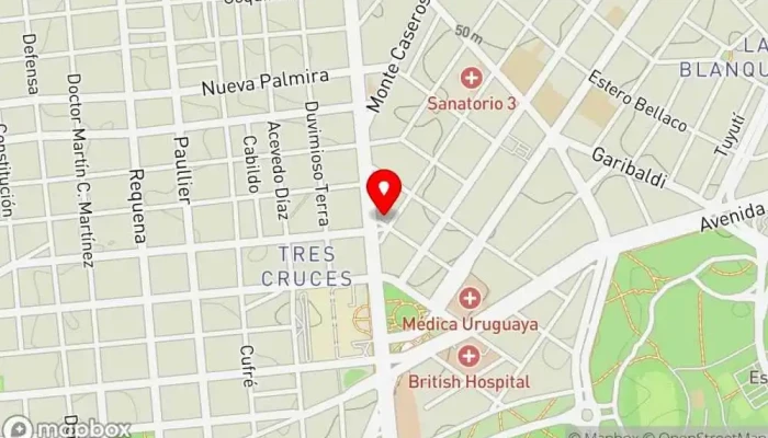 mapa de Grido Tres Cruces Heladería en Montevideo