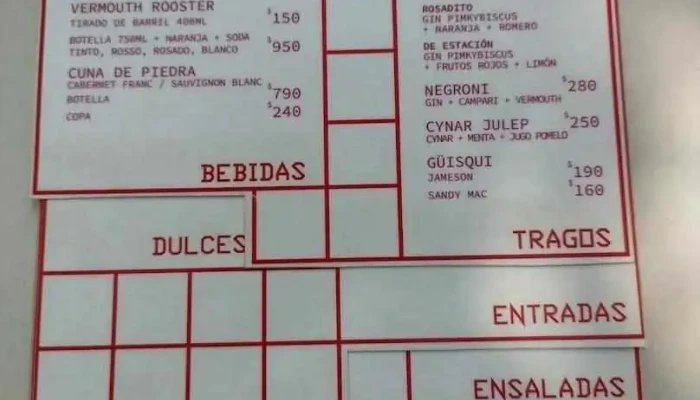 Guarango:  Menu