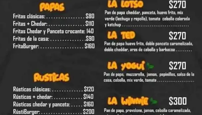 Gumys Burger Menu