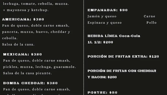 Hasburgers Menu - Hamburguesería