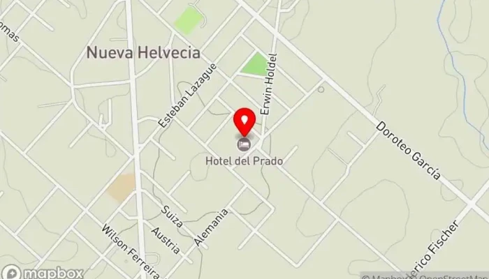 mapa de Hotel Del Prado Hotel en Nueva Helvecia