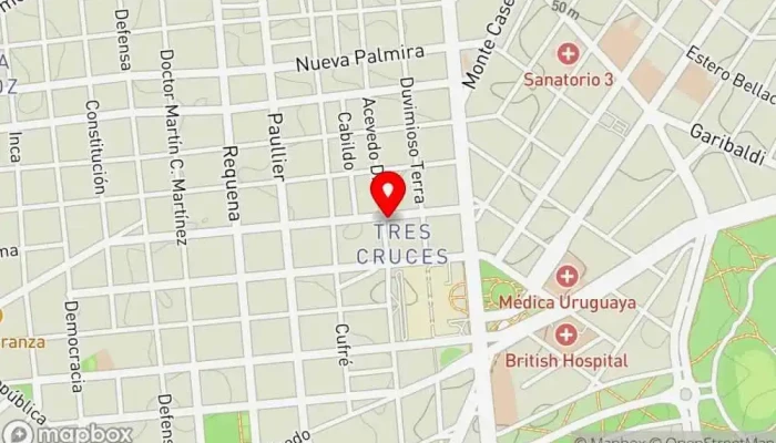 mapa de Hotel Tres Cruces Hotel en Montevideo