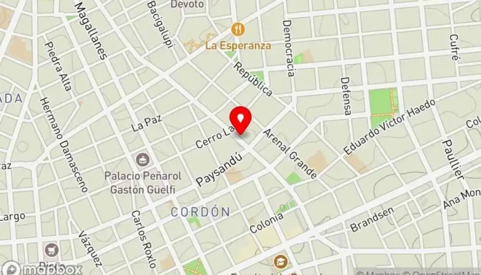 mapa de Hotel VEINTICINCO Hotel, Alojamiento en Montevideo