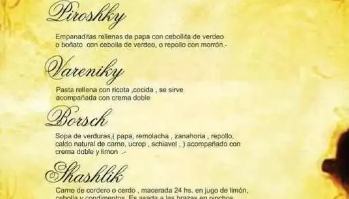 Hotel Y Restaurante Na Zdorovie:  Menu