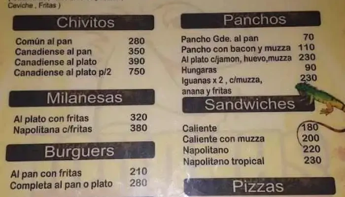 Iguanas -  Menu - Atlántida