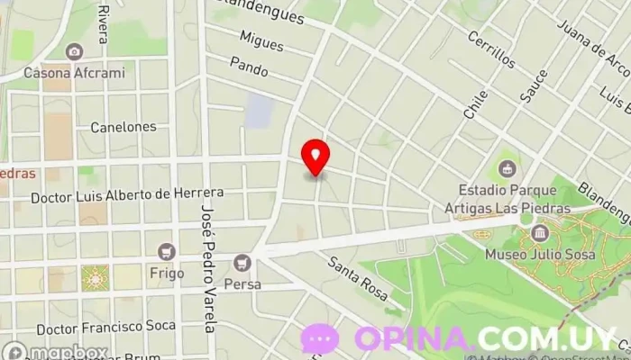 mapa de Instituto Athenea Centro de formación, Esteticista, Academia de informática en Las Piedras