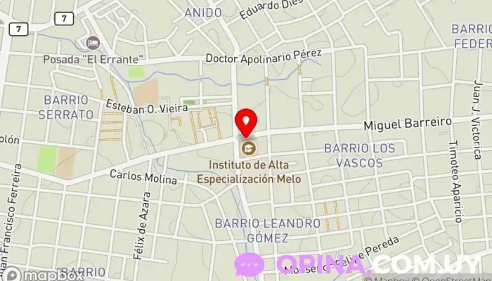 mapa de Instituto de Alta Especialización (IAE) Melo Centro educativo en Melo
