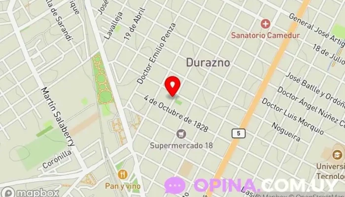 mapa de Instituto Psicopedagogico. Durazno Hospital en Durazno