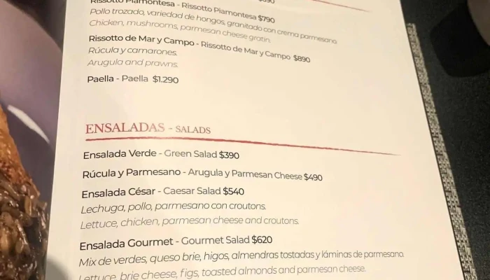 Isidora -  Menu - Punta del Este