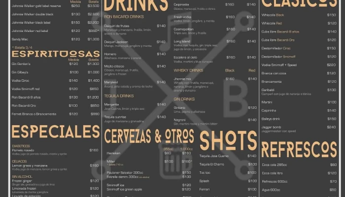 Jackson Bar:  Menu - Bar