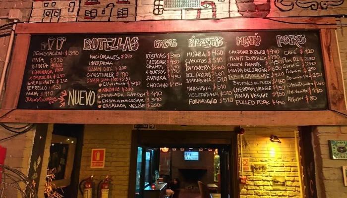 Jardin Cervecero Pinar Menu - Cervecería