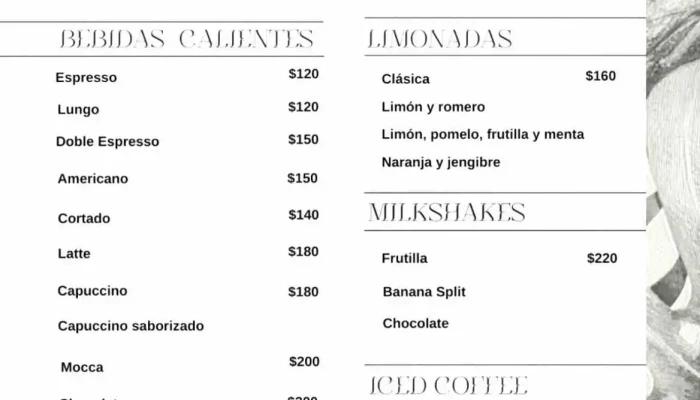 Juana Cafe Menu