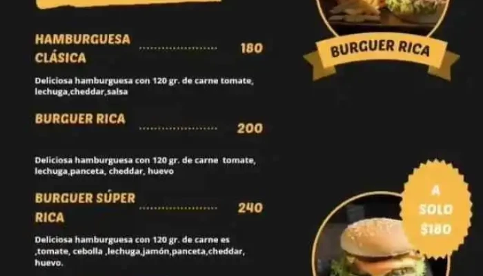 Kricaa Hamburgesas Y Rotiseria Menu