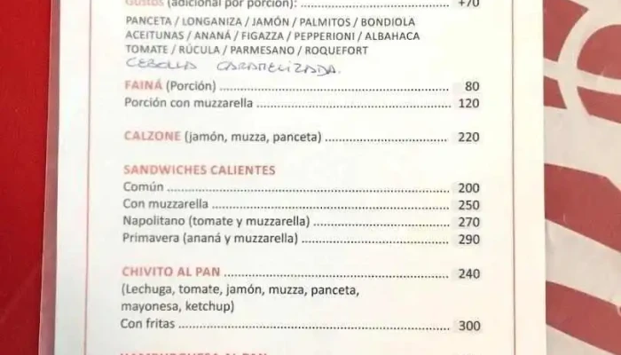 La Barra:  Menu