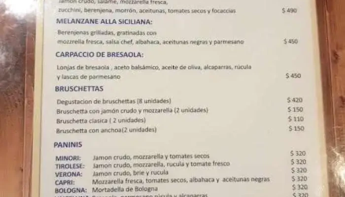 La Bottega Menu - Restaurante italiano