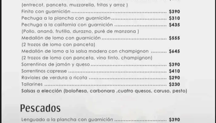 La Calabria Restaurante:  Menu