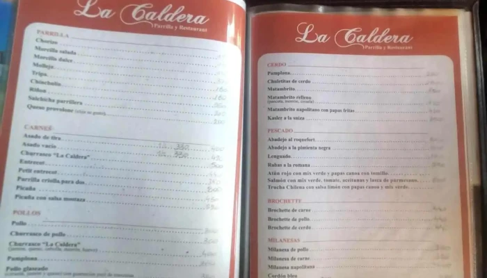 La Caldera -  Menu - Restaurante