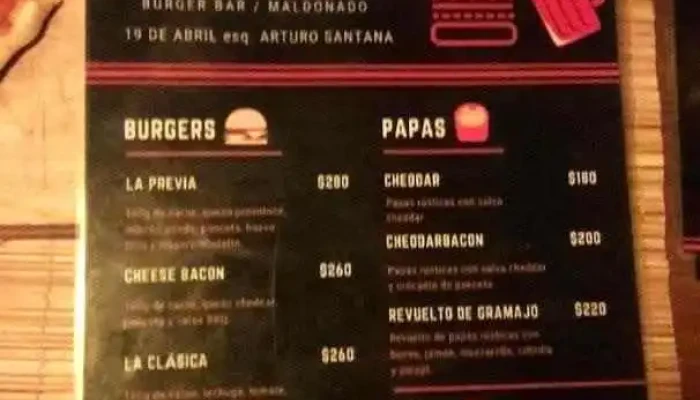 La Caleta:  Menu