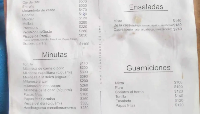 La Cantina Del 25 -  Menu - Montevideo