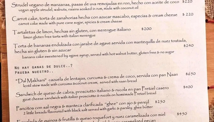 La Checa:  Menu