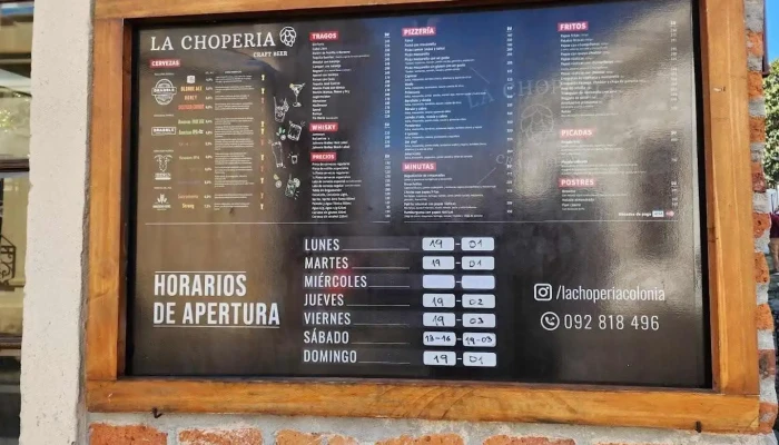 La Choperia Colonia Menu - Pub restaurante