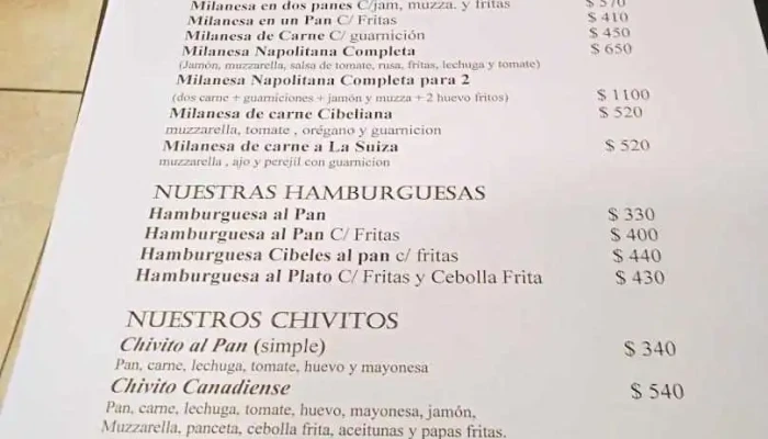 La Cibeles -  Menu - Restaurante