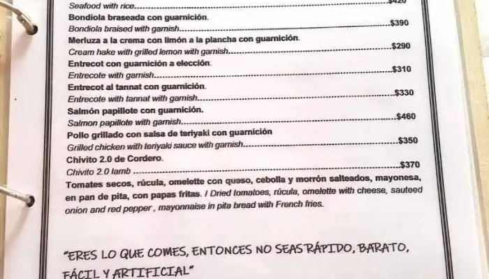 La Comandancia:  Menu