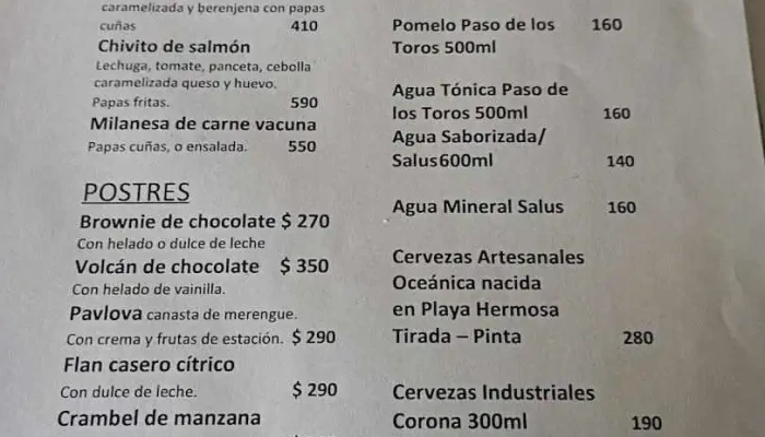 La Corniche:  Menu