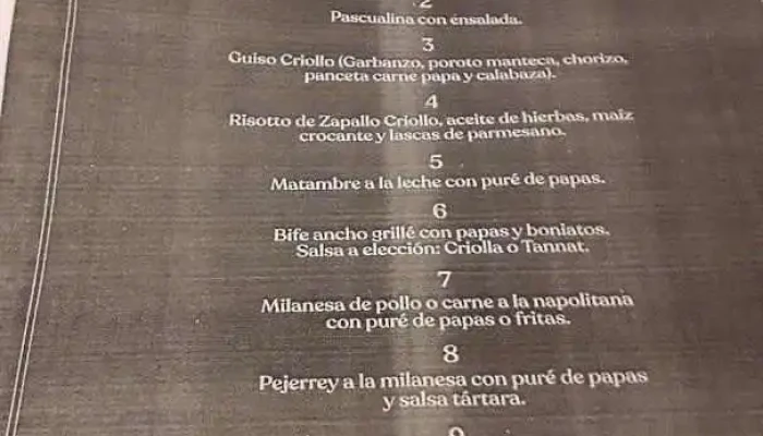 La Corte Restaurant:  Menu