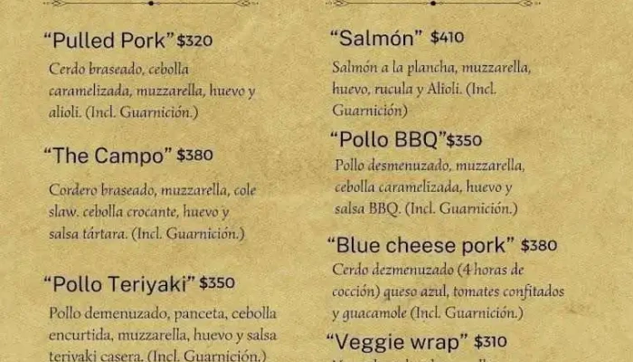 La Cosecha:  Menu