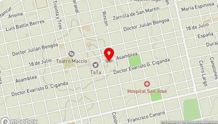 mapa de La dulcería de Paula Pastelería, Restaurante de desayunos, Tienda de magdalenas, Bufé de dulces y repostería en San José de Mayo