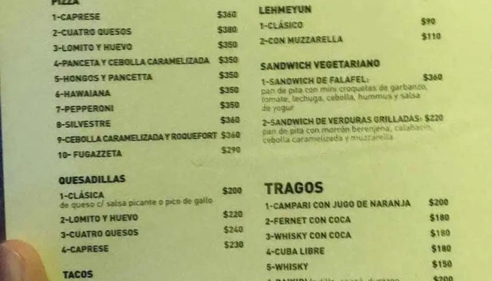 La Fabrica Menu - Cervecería artesanal