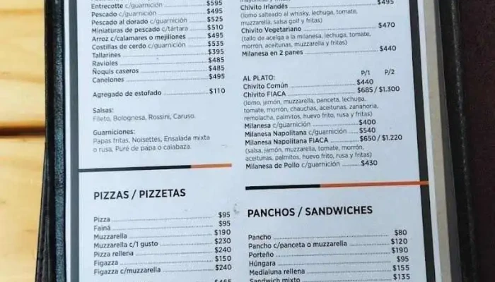 La Fiaca:  Menu - Restaurante de comida rápida