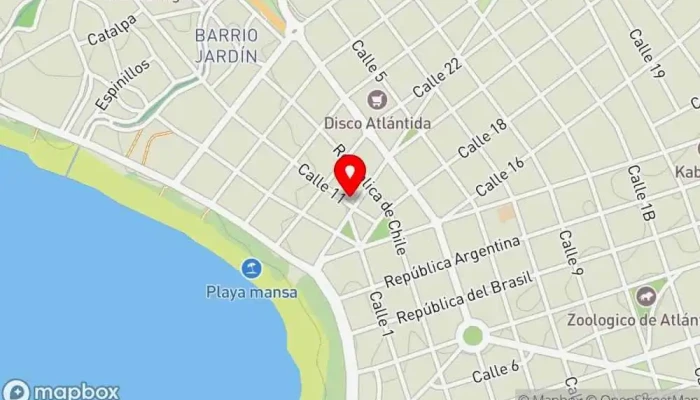 mapa de La Fontaine Restaurante en Atlántida