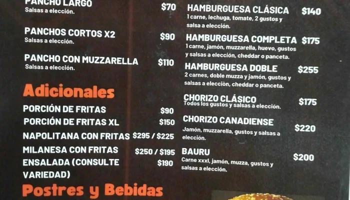 La Hamburgueseria:  Menu - Hamburguesería