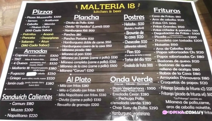 La Malteria:  Menu - Bar