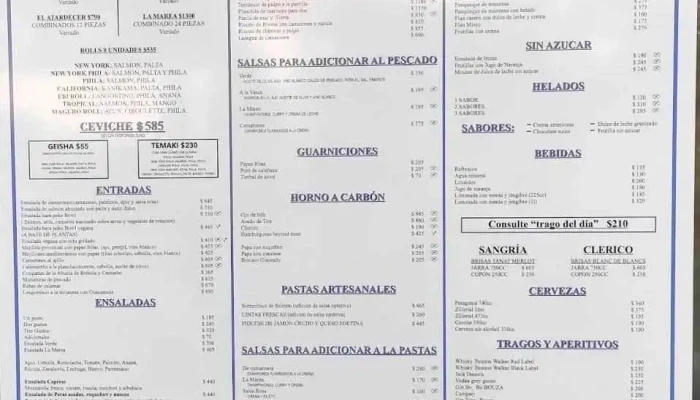 La Marea:  Menu