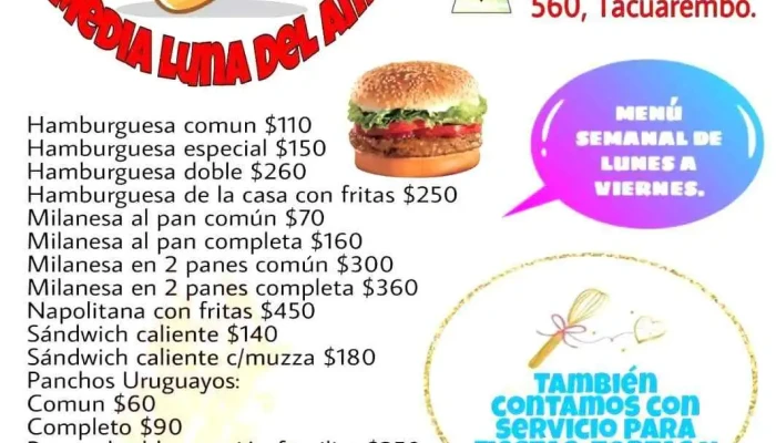 La Media Luna Del Amor:  Menu