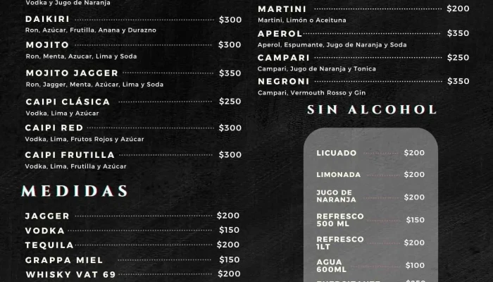 La Morada De Saturno:  Menu - Bar